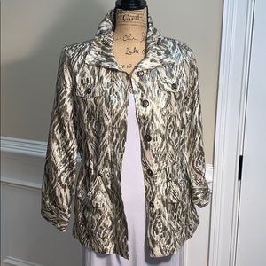 Chico’s Snake Print Linen And Cotton Blend Jacket